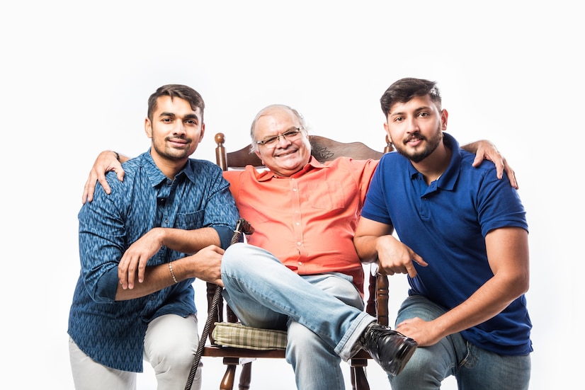 senior age father with two sons